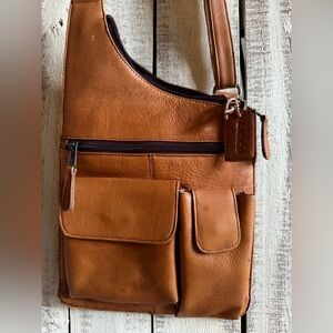 Latino NJ Tan Leather slim Sling /Crossbody Bag